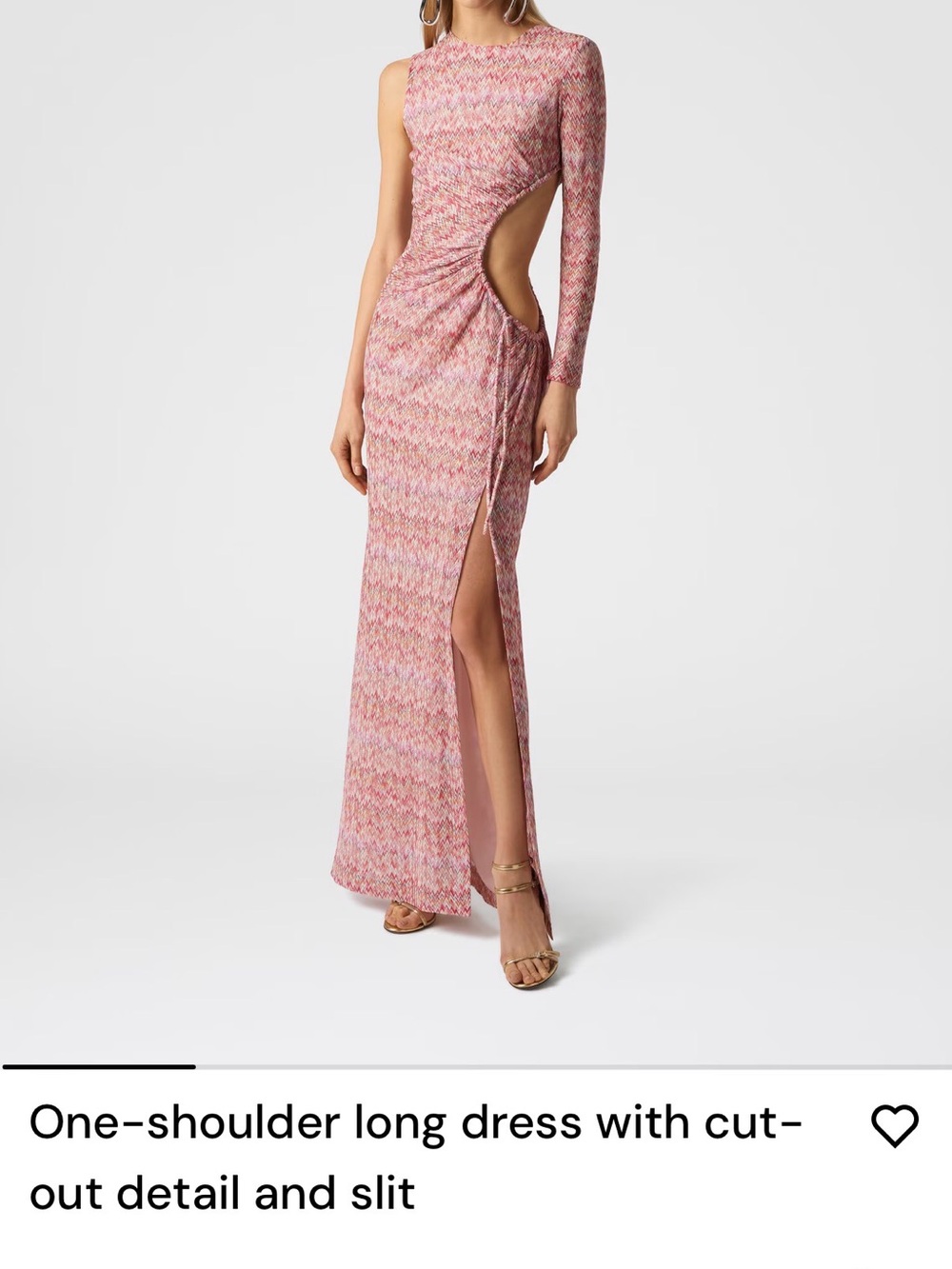 Missoni One-Shoulder Pink Patterned Cut-Out Gown
